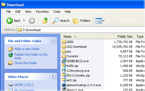 folder size