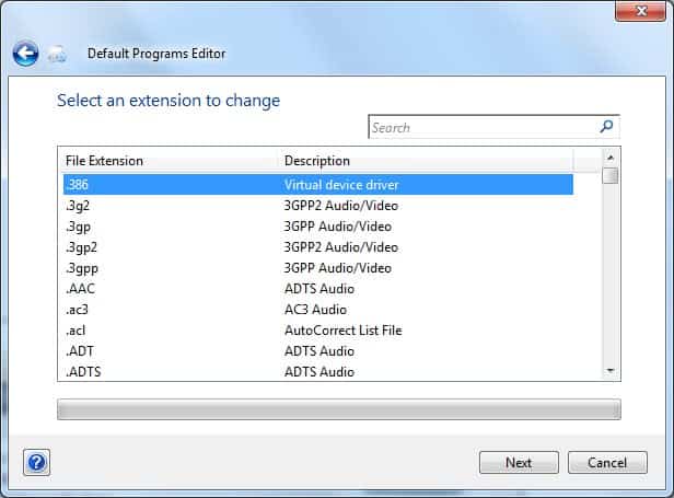 edit default programs