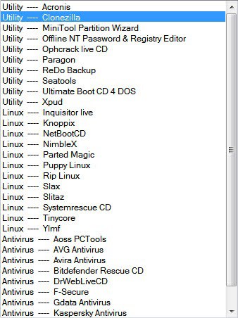 available iso images