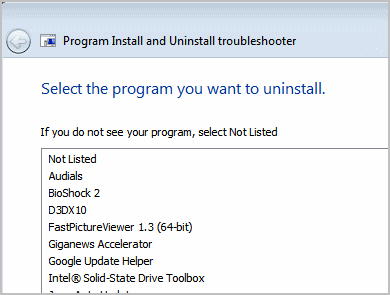 select program to uninstall