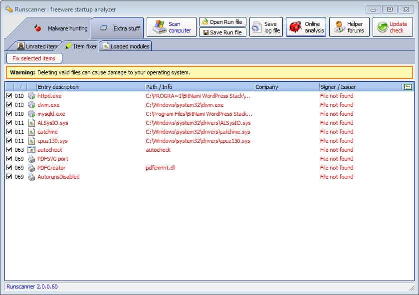 runscanner freeware startup analyzer