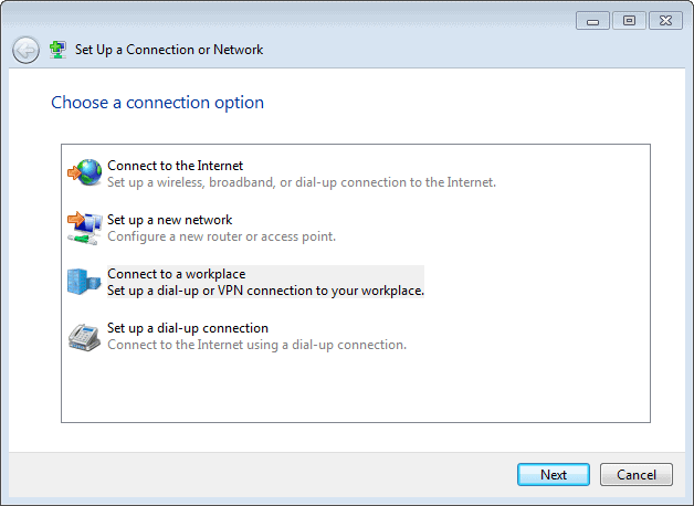 connect to a workplace