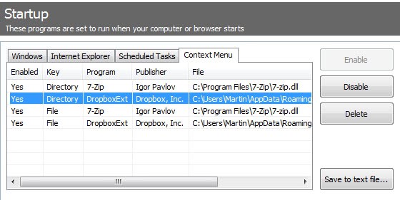 context menu ccleaner