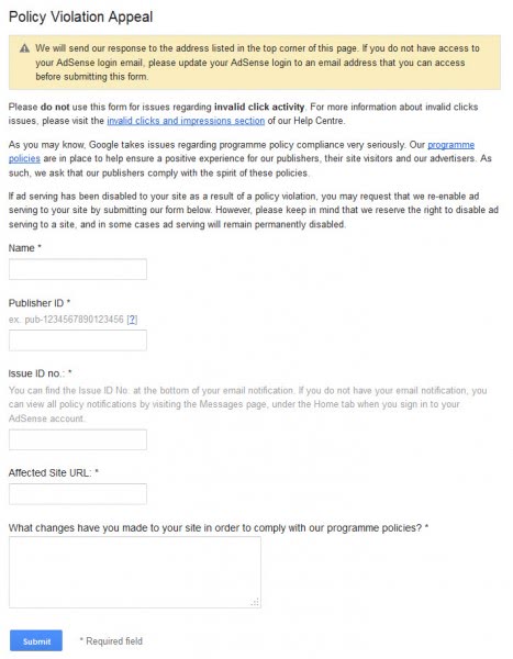 policy violation appeal policy violation appeal