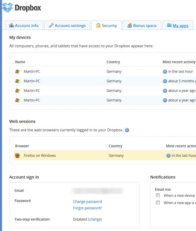 dropbox two step authentication