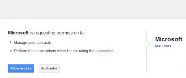 microsoft requesting access