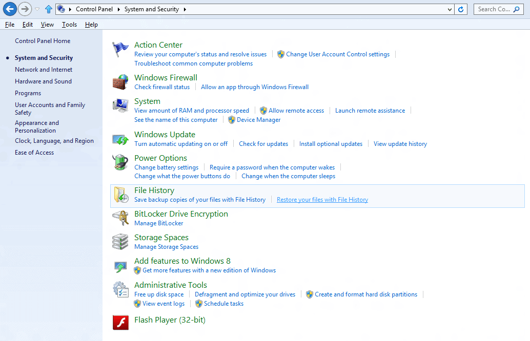windows 8 control panel