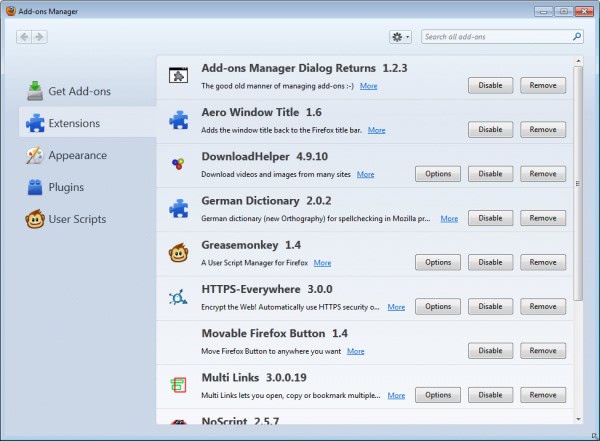 firefox addons manager firefox addons manager
