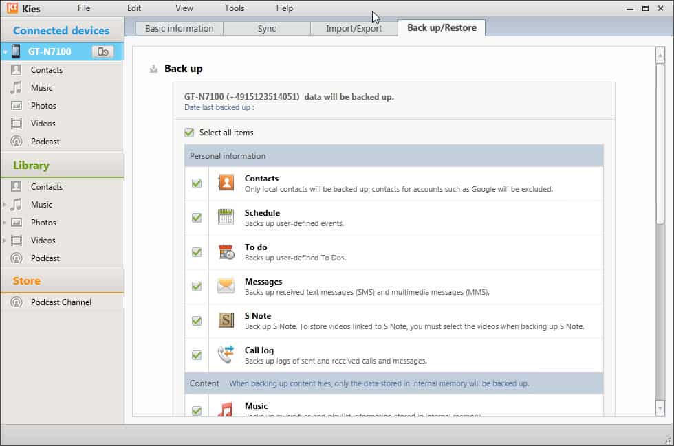 backup samsung android phone