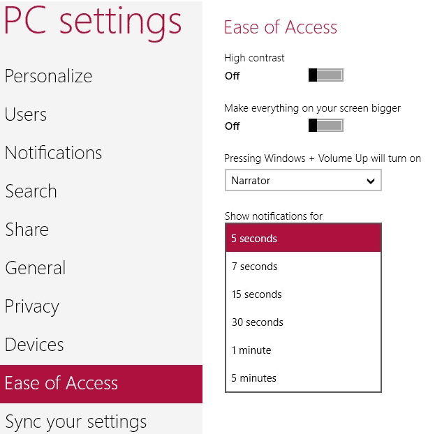 windows 8 change notification interval
