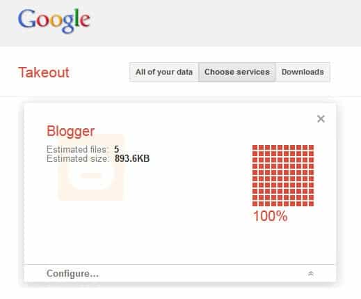 google takeout blogger
