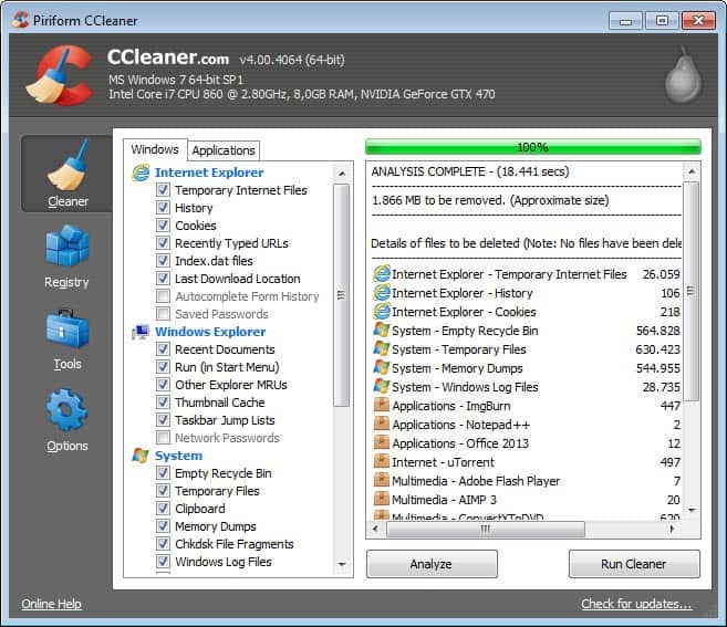 piriform ccleaner 4.0
