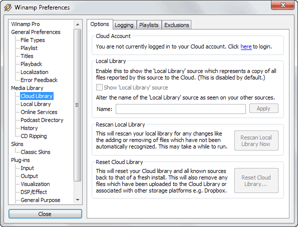 winamp cloud library