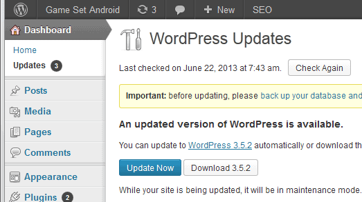 wordpress 3.5.2 update