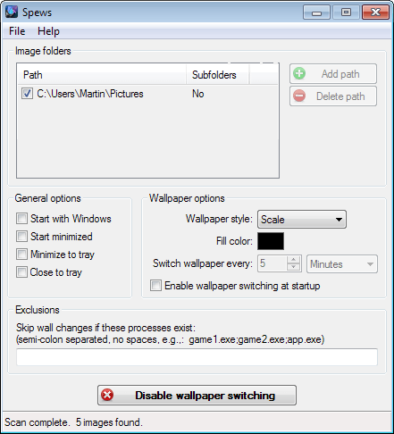 spews desktop background changer