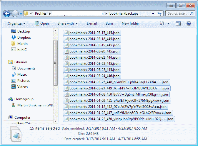 firefox bookmark backups