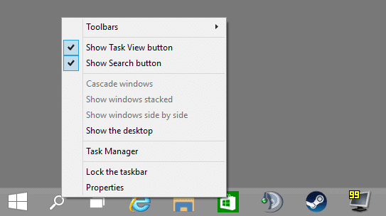 hide taskbar icons