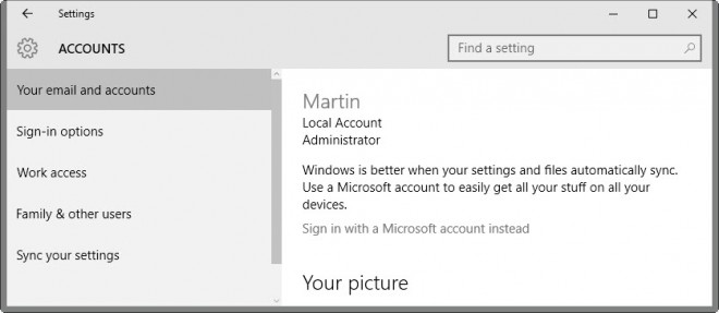 windows 10 local account