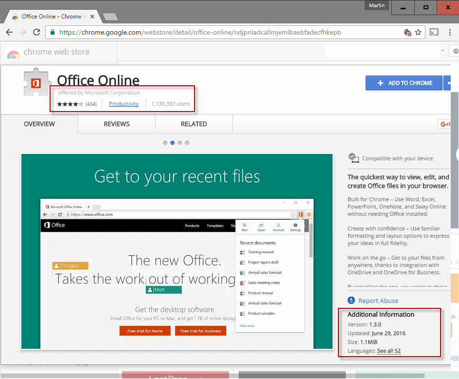 chrome extensions information
