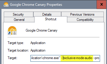 chrome exclusive mode audio