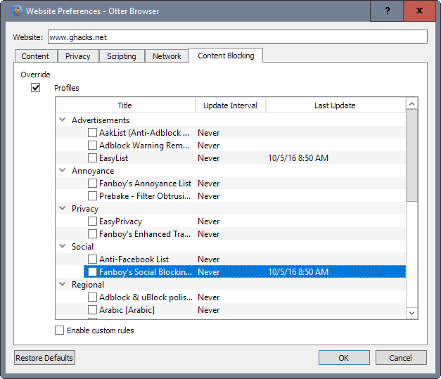 disable content blocking