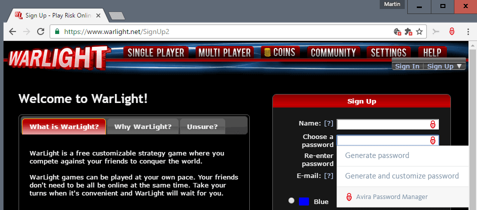 avira password manager generate passwords