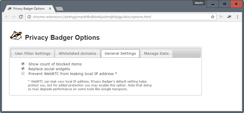 privacy badger 2 webrtc