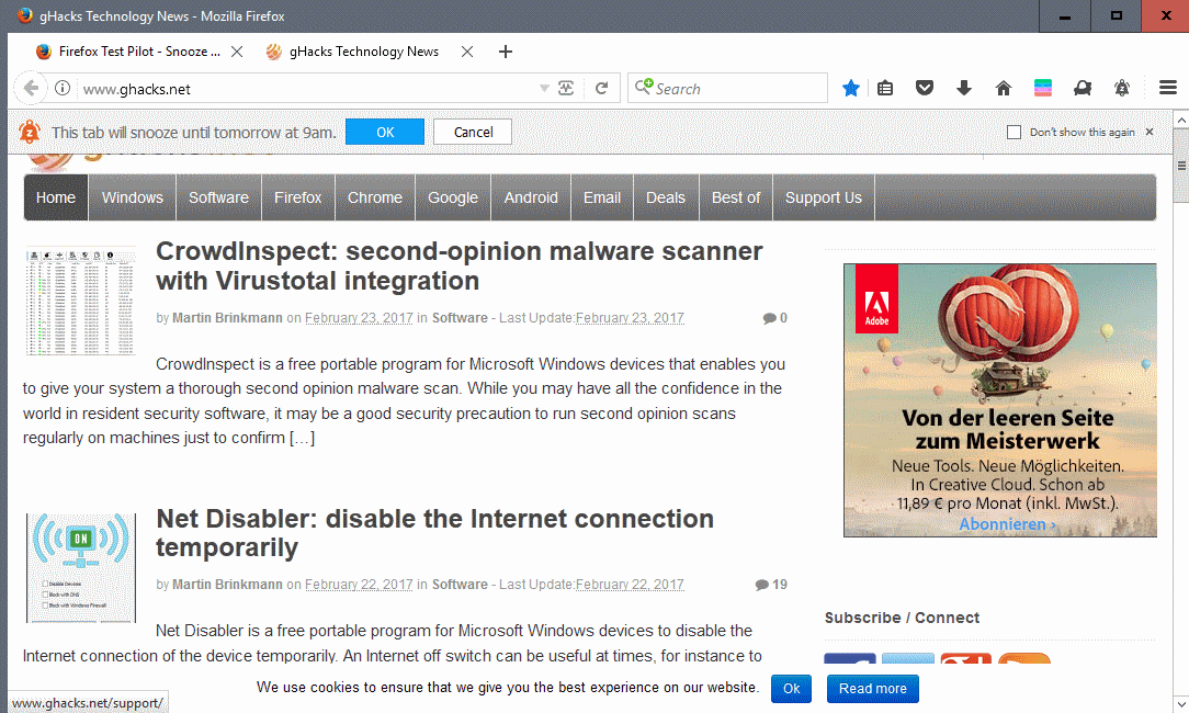 firefox snooze tabs confirmation