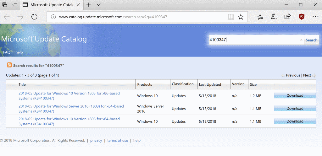 kb4100347 microcode update windows 10 1803