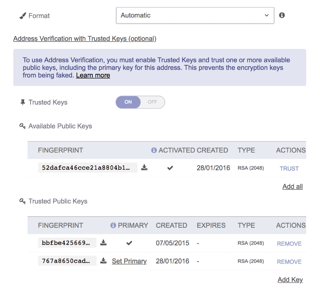 protonmail trusted keys