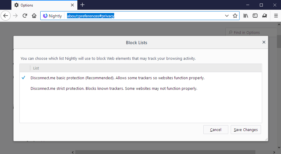 firefox tracking protection