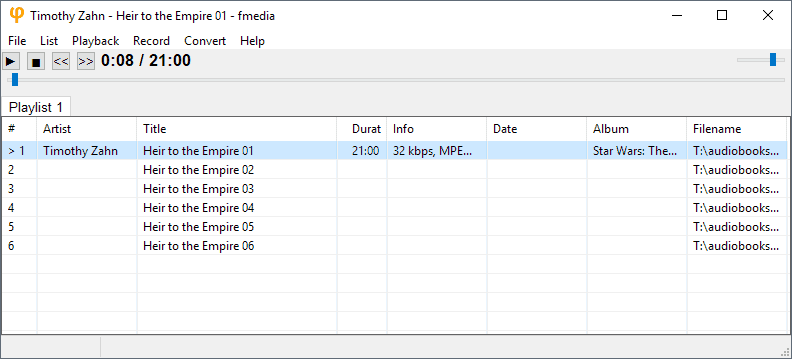 fmedia audio player converter