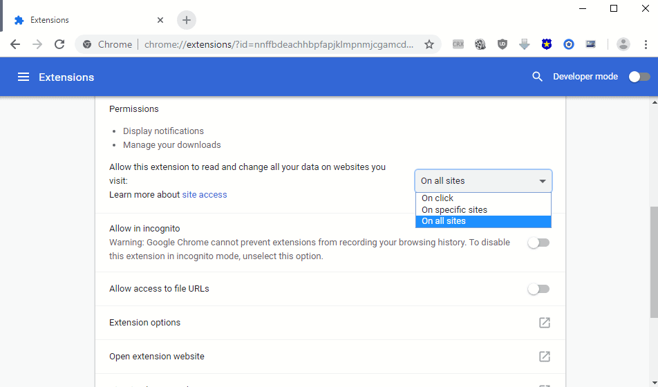 chrome limit extensions