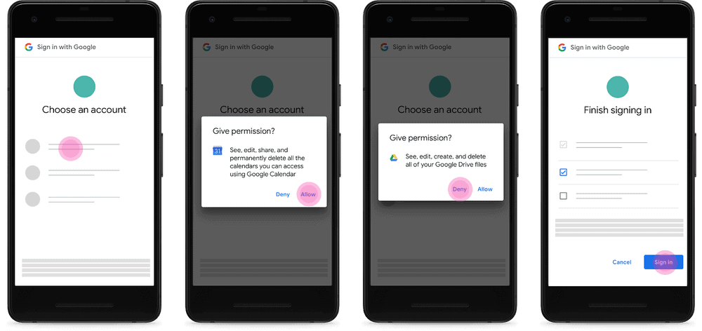 google individual permission requests