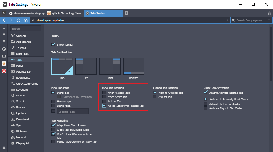 vivaldi tab tacks automatic 2.3