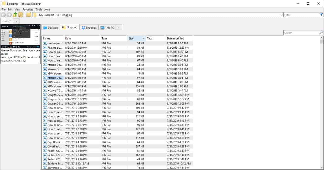 Tablacus Explorer is a file manager with a tabbed interface and a ton of add-ons