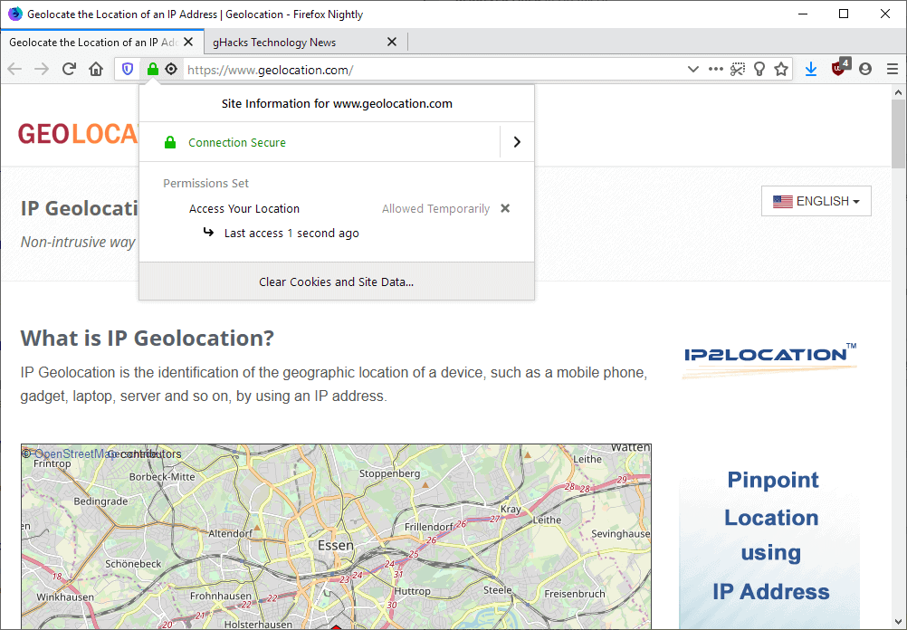 firefox geolocation last access