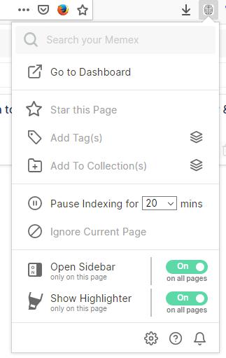 Memex extension for Firefox and Chrome