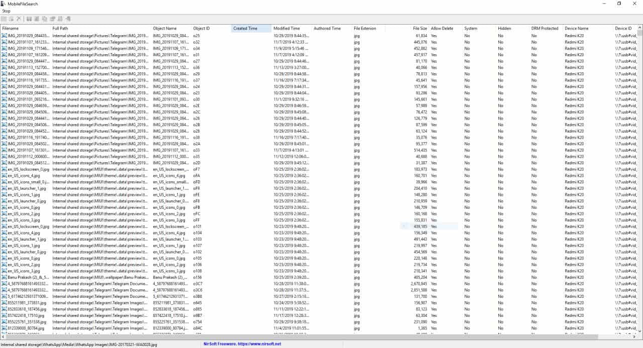 NirSoft MobileFileSearch