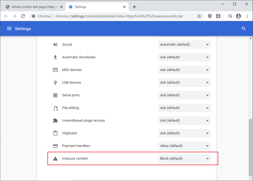insecure content block