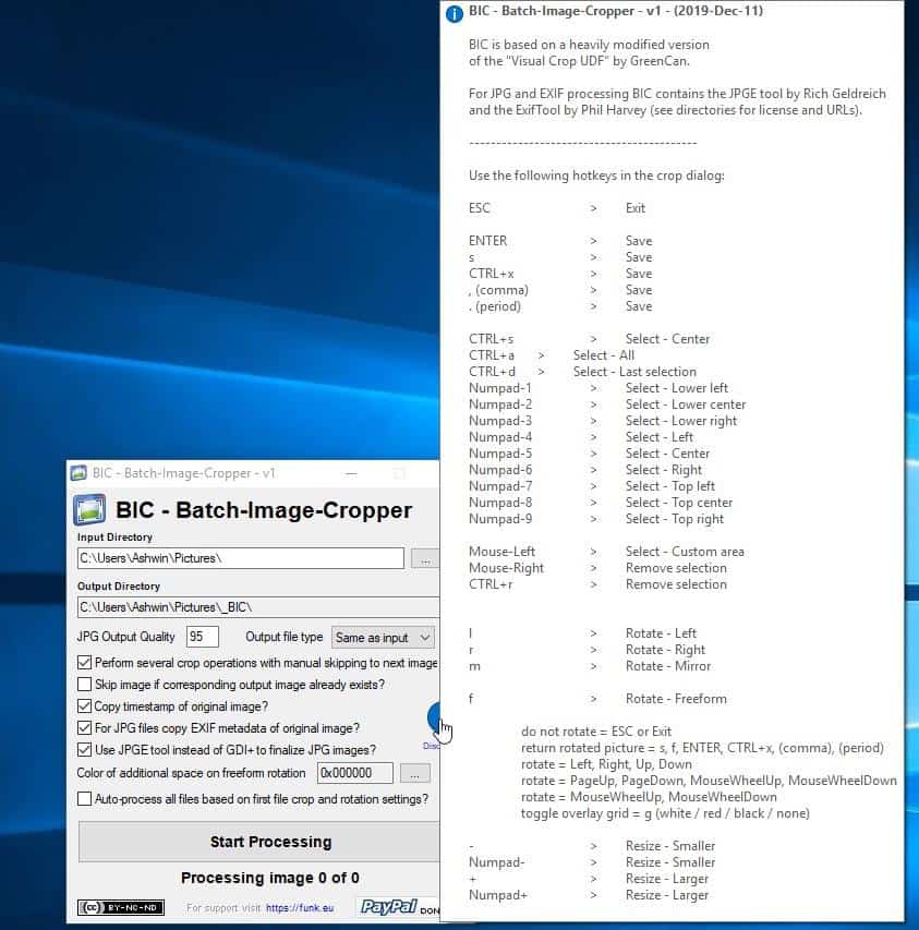 Batch-Image-Cropper keyboard shortcuts