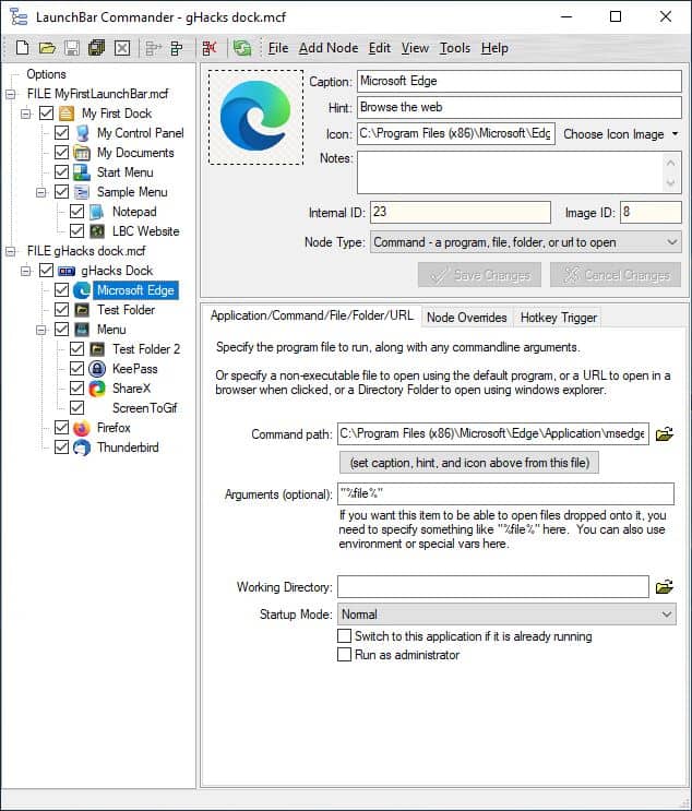 LaunchBar Commander custom dock