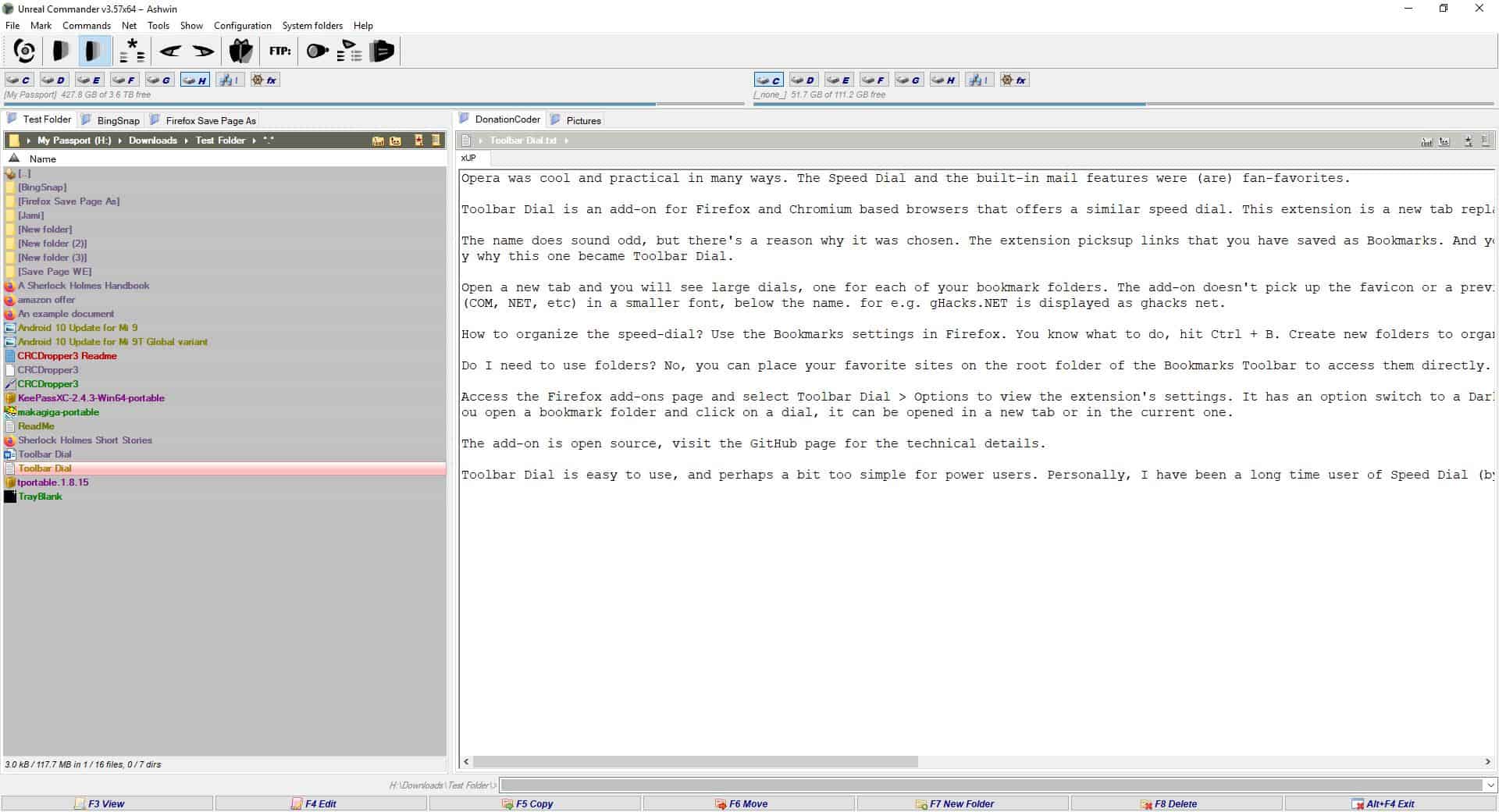 Unreal Commander quickview