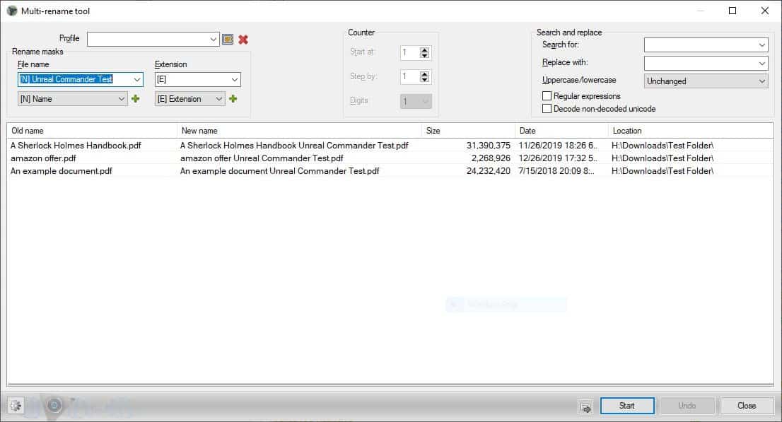 Unreal Commander renamer