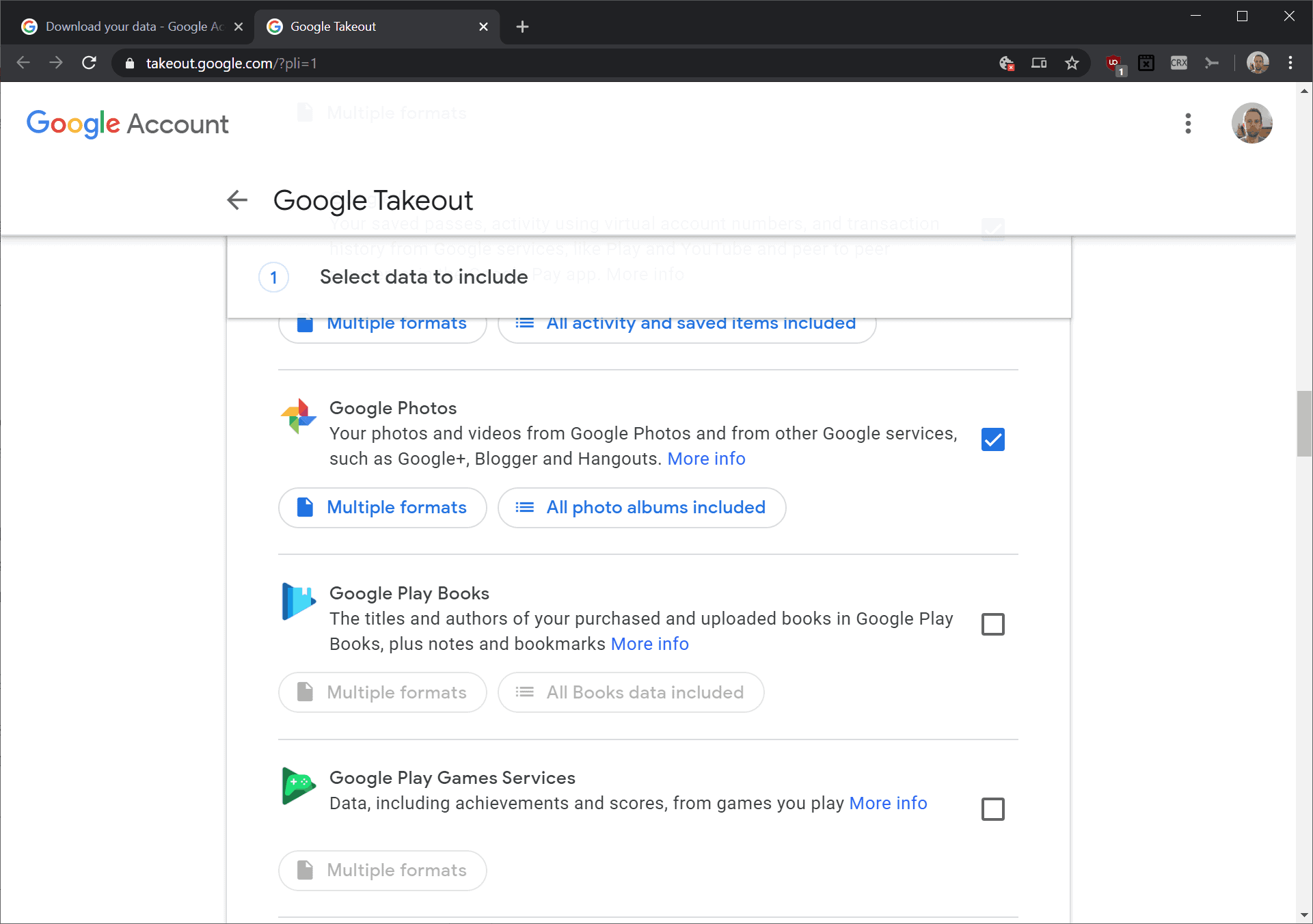 google photos export