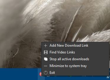 Persepolis Download Manager system tray menu