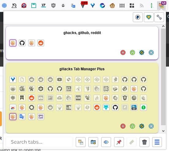 Tab Manager Plus horizontal view