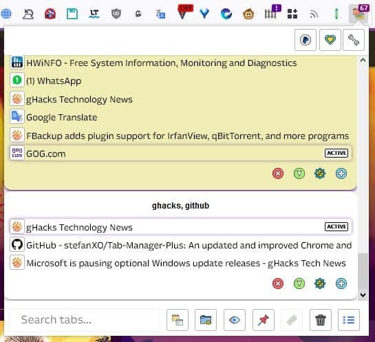 Tab Manager Plus vertical view