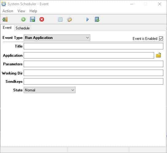 System Scheduler new event