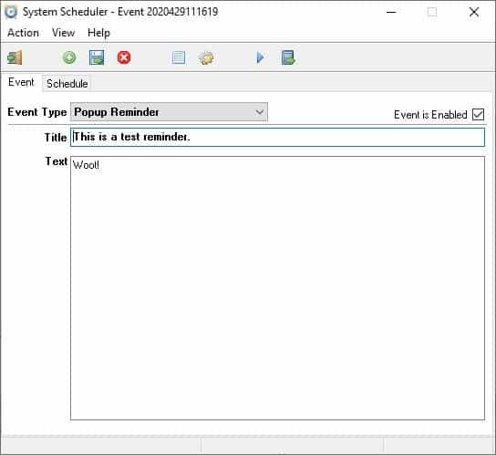 System Scheduler reminder 2